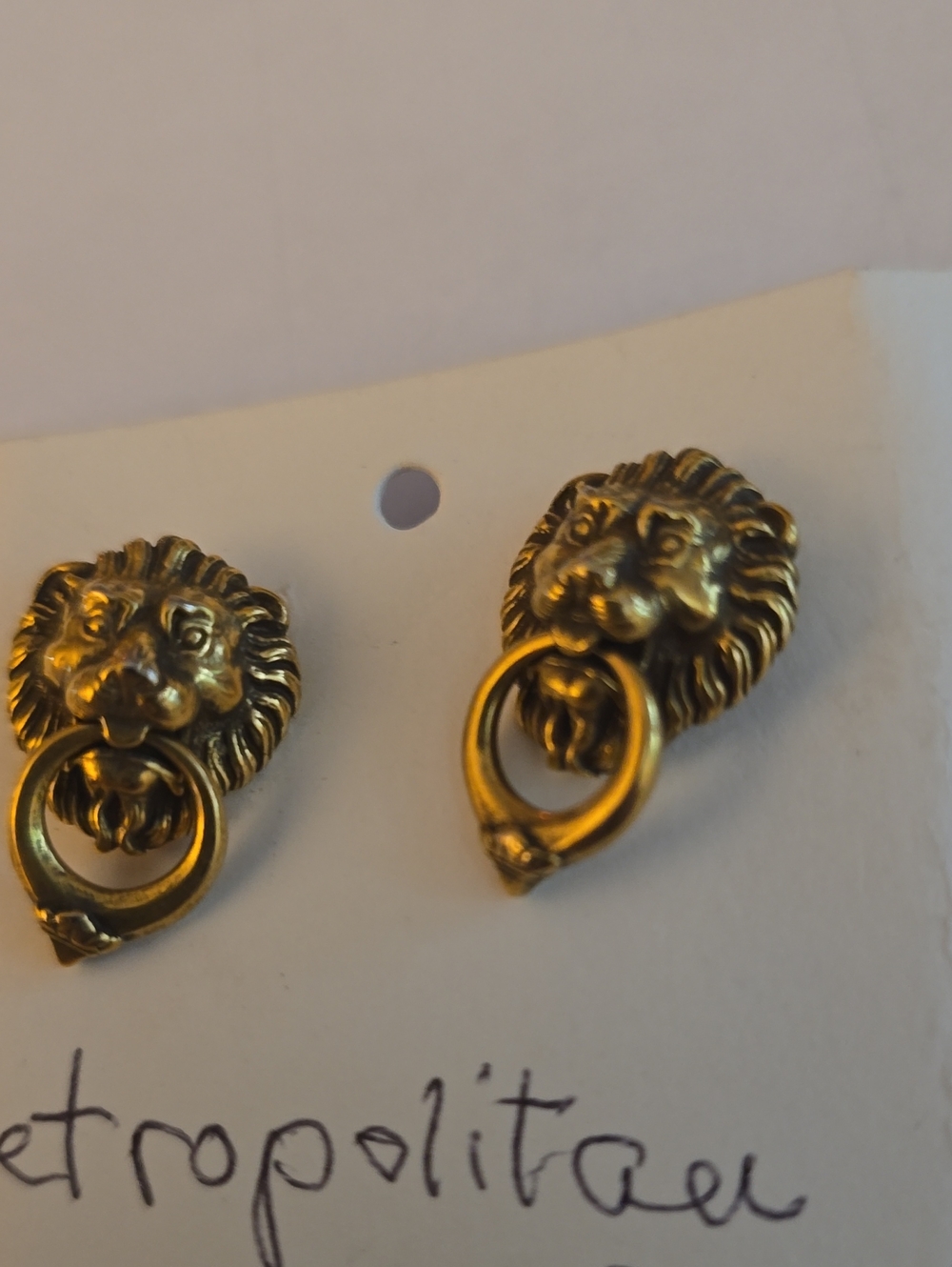 Metropolitan Museum Of Art Lions Head Earrings 1982 And Pin - Picture 4 of 6